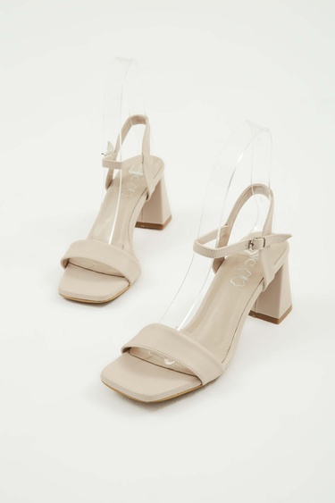  Tamer Tanca Kadın Hakiki Deri Bej Topuklu Sandalet