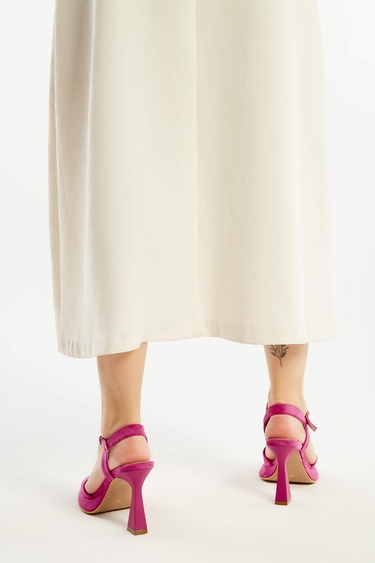  Tamer Tanca Kadın Hakiki Deri Pembe Topuklu Sandalet