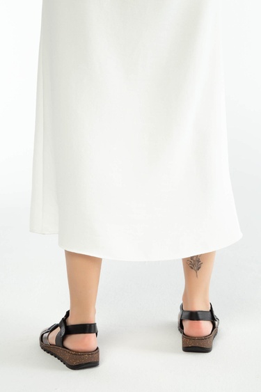  Tamer Tanca Kadın Hakiki Deri Siyah Düz Sandalet