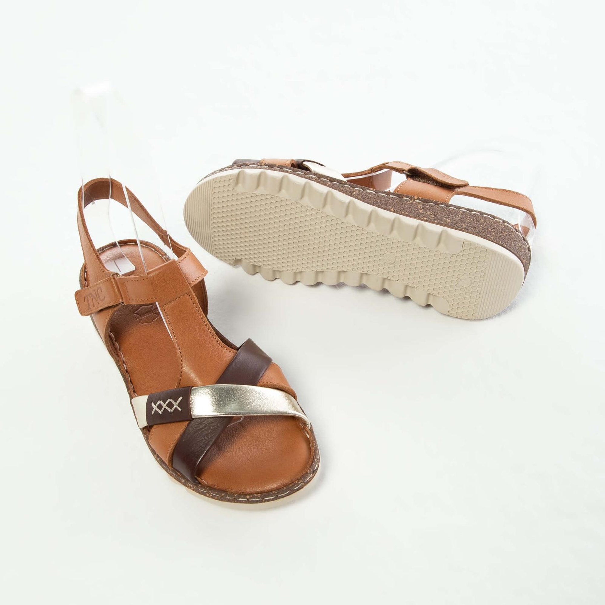 Tamer Tanca Kadın Hakiki Deri Taba Düz Sandalet