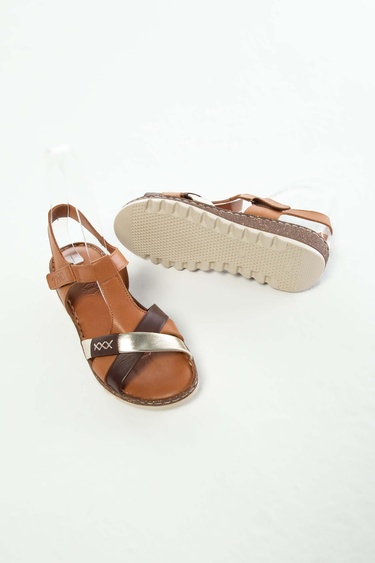  Tamer Tanca Kadın Hakiki Deri Taba Düz Sandalet