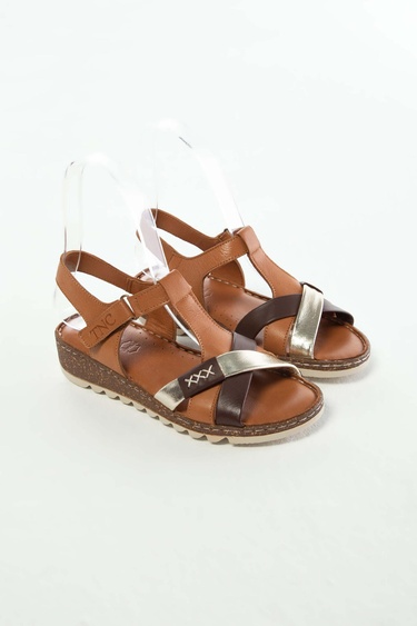  Tamer Tanca Kadın Hakiki Deri Taba Düz Sandalet