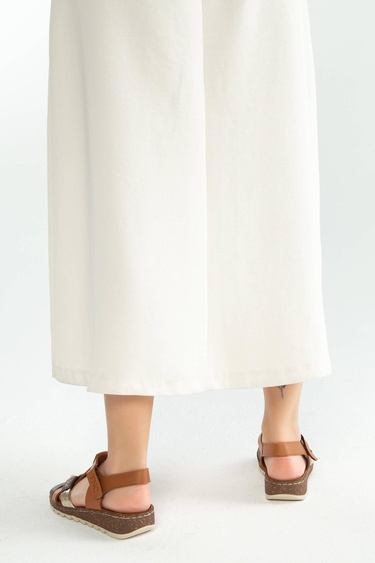  Tamer Tanca Kadın Hakiki Deri Taba Düz Sandalet