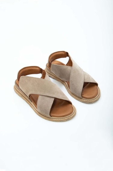  Tamer Tanca Kadın Vegan Bej Düz Sandalet