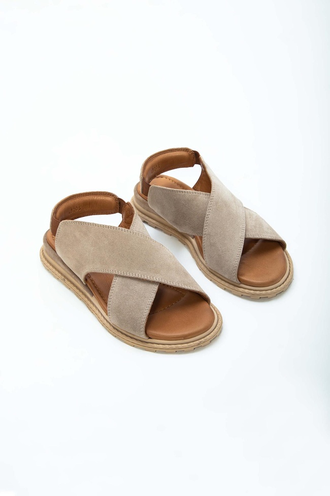  Tamer Tanca Kadın Vegan Bej Düz Sandalet