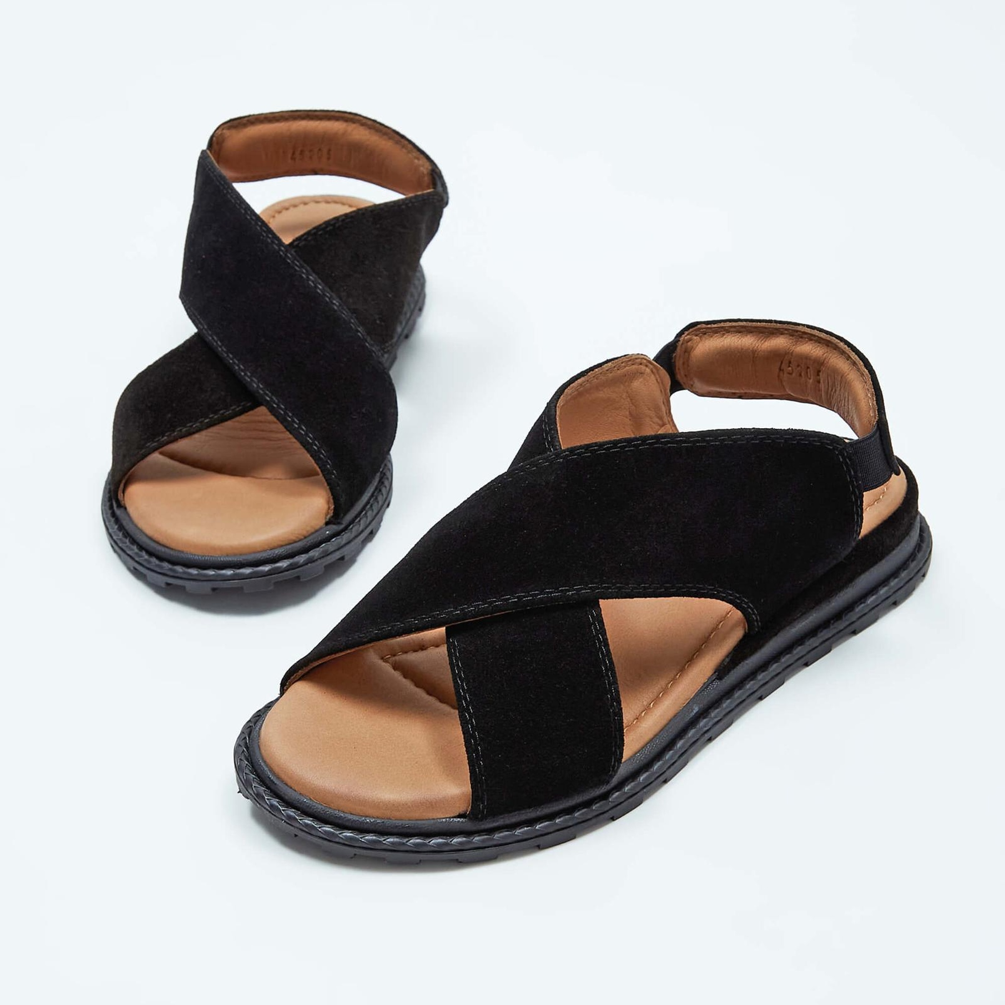 Tamer Tanca Kadın Vegan Siyah Süet Düz Sandalet