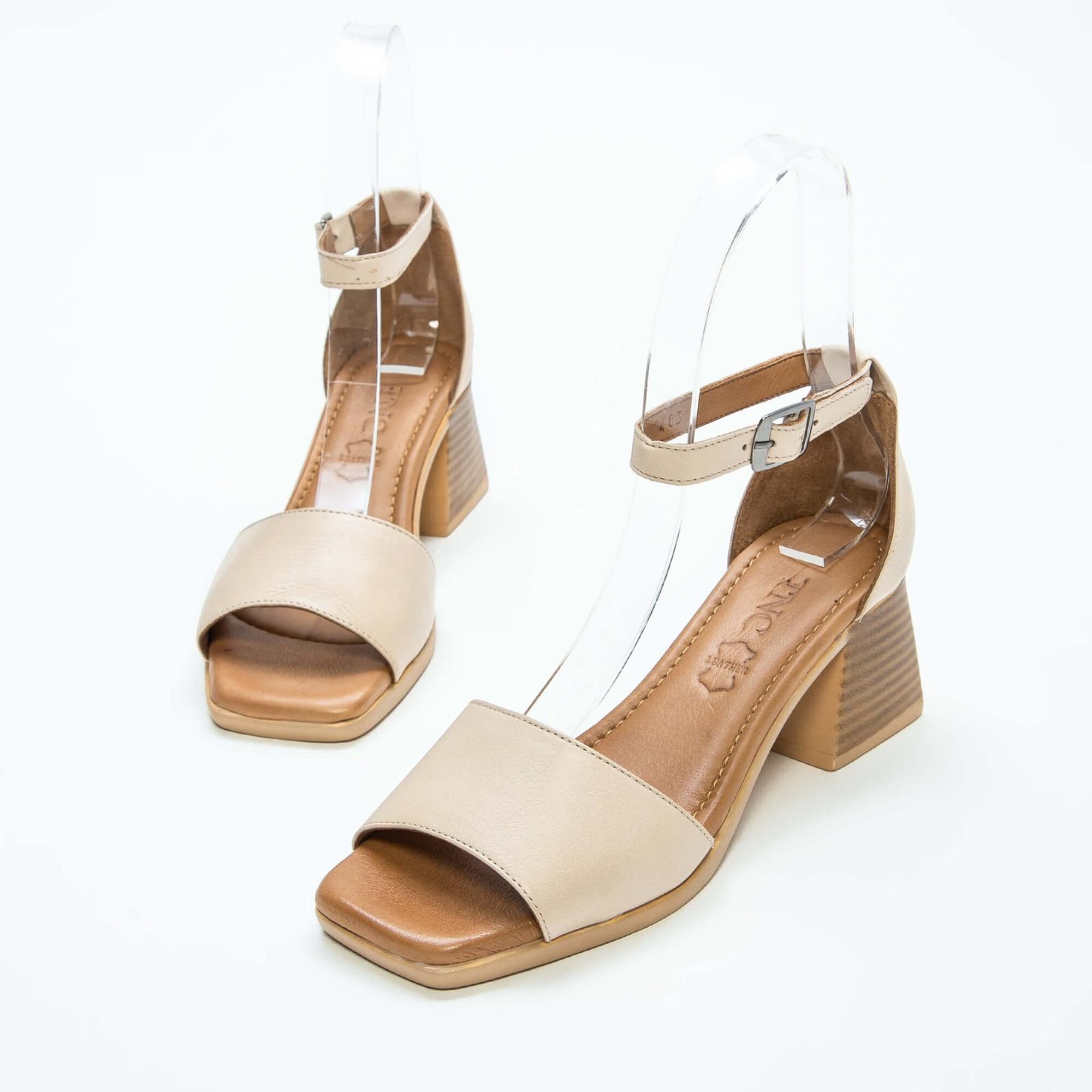 Tamer Tanca Kadın Vegan Bej Topuklu Sandalet