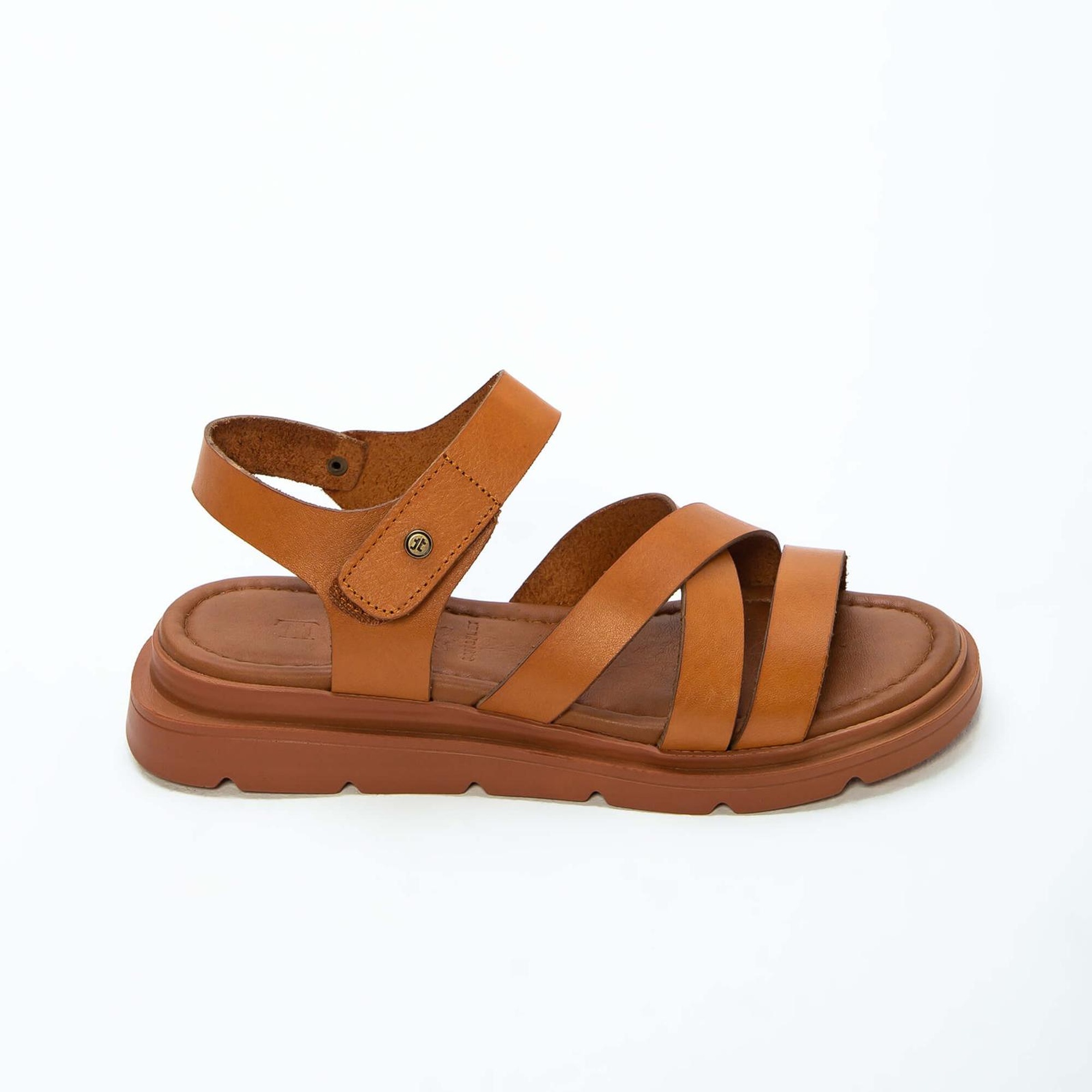 Tamer Tanca Kadın Hakiki Deri Taba Düz Sandalet