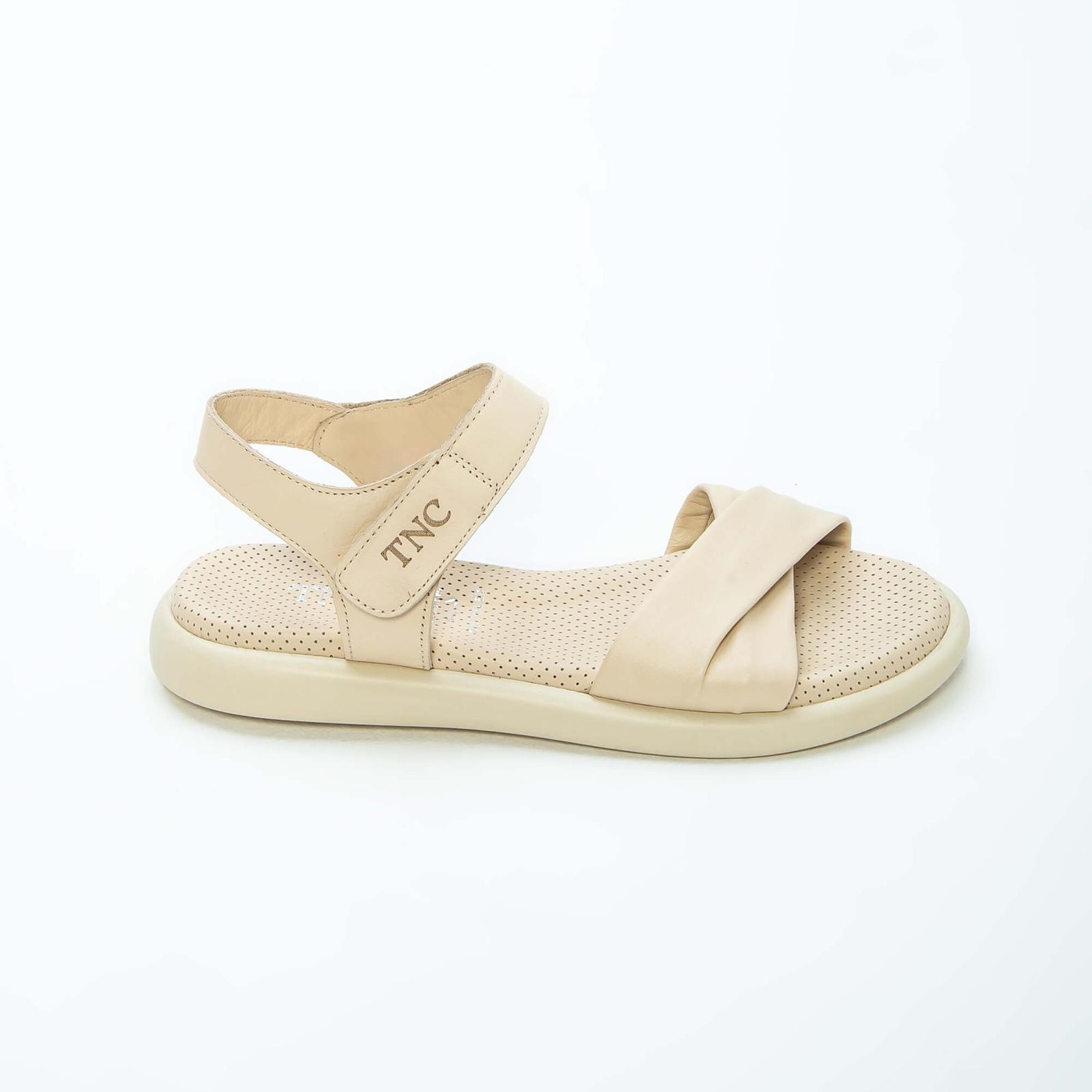 Tamer Tanca Kadın Hakiki Deri Bej Düz Sandalet