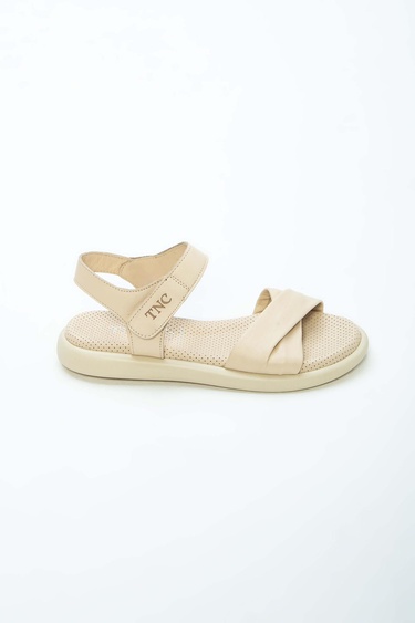  Tamer Tanca Kadın Hakiki Deri Bej Düz Sandalet