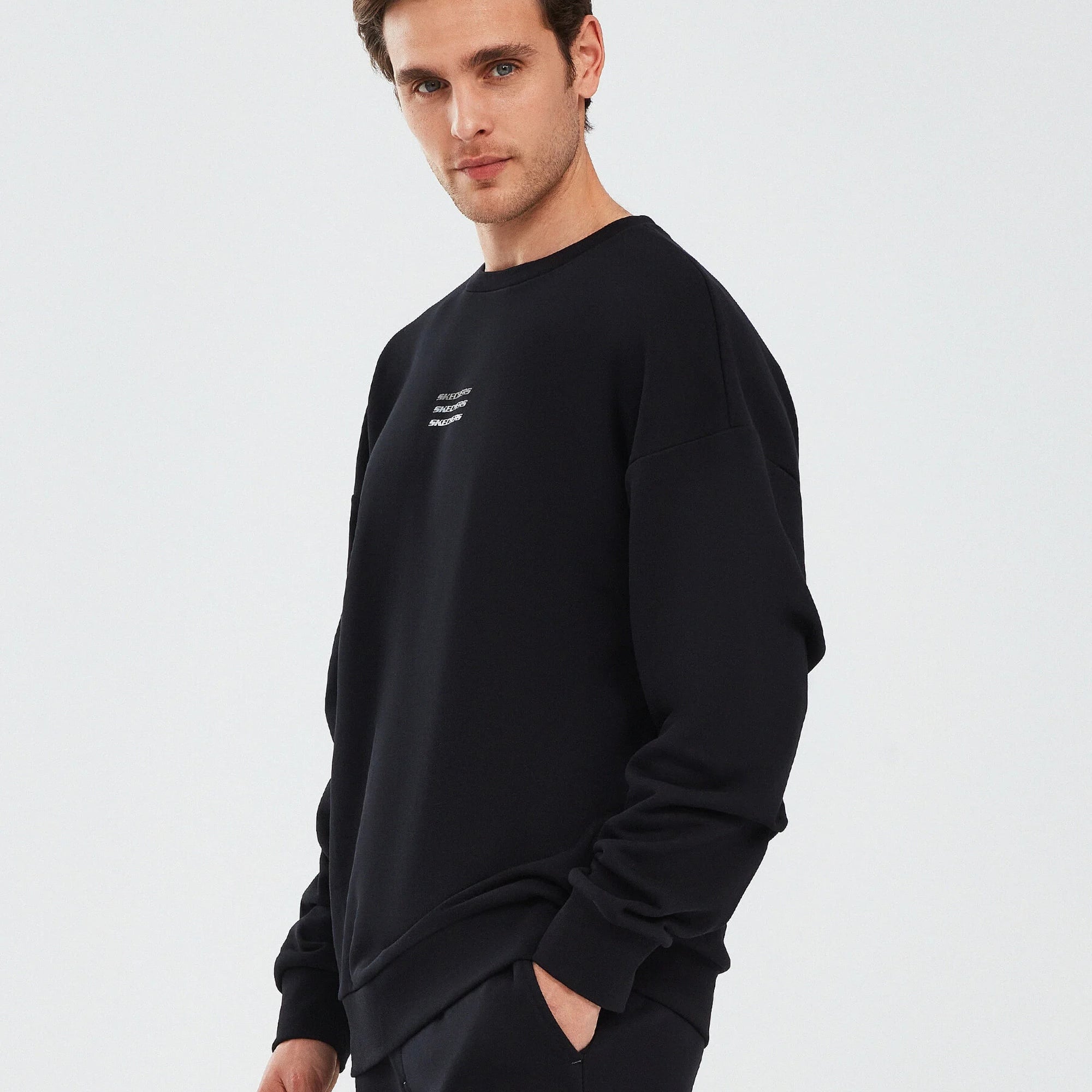 Skechers Essential Crew Neck Erkek Mavi Günlük Sweatshirt