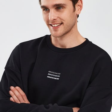  Skechers Essential Crew Neck Erkek Mavi Günlük Sweatshirt