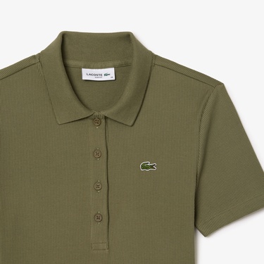  L.12.D Kadın Slim Fit Organik Pamuk Haki Polo