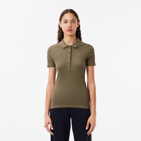  L.12.D Kadın Slim Fit Organik Pamuk Haki Polo