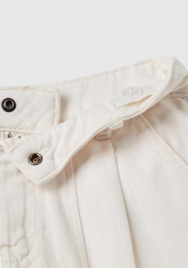  Kız Çocuk Krem Büyük Yama Cepli Kargo Pantolon
