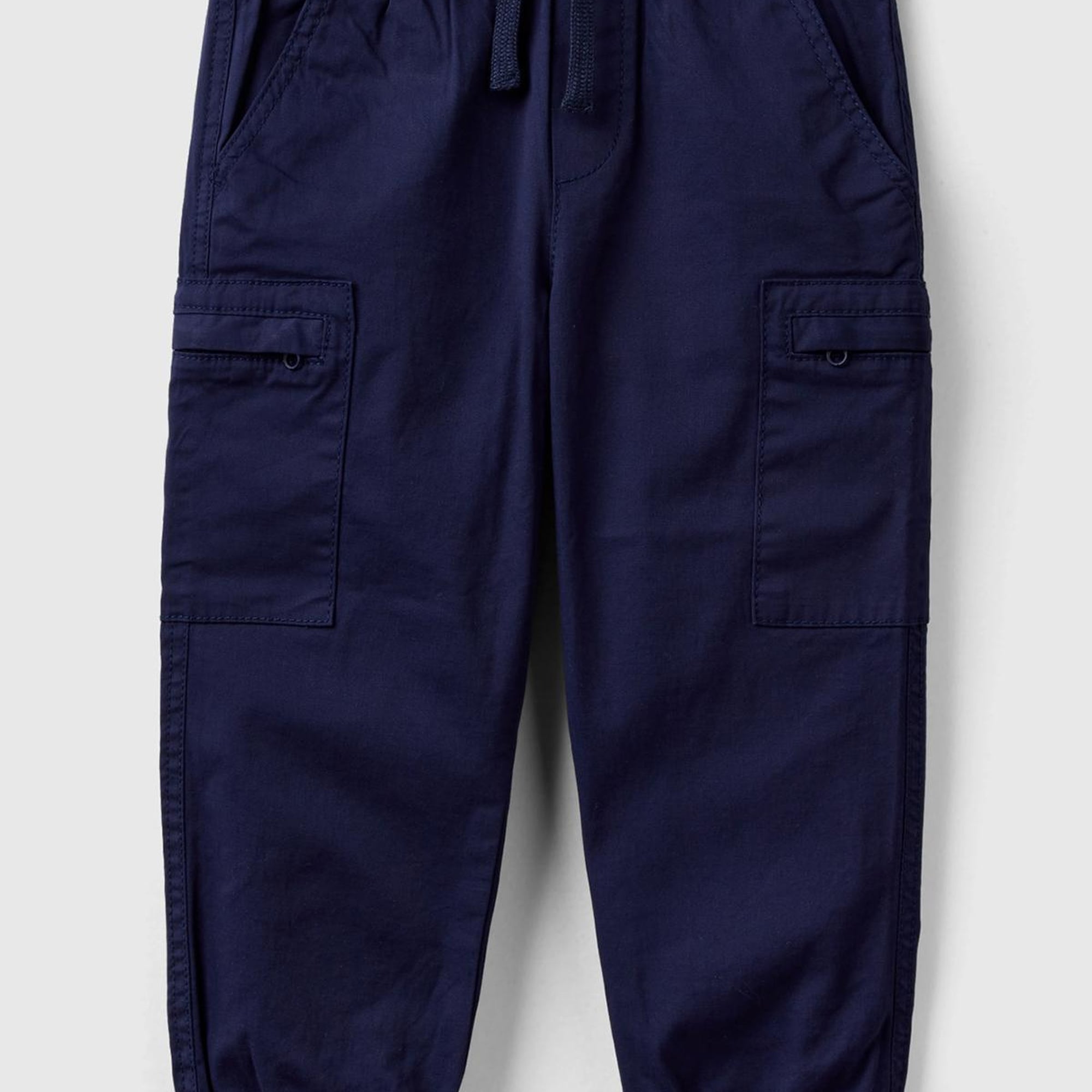 Erkek Çocuk Lacivert Yama Cepli Beli Büzgülü İpli Gabardin Pantolon