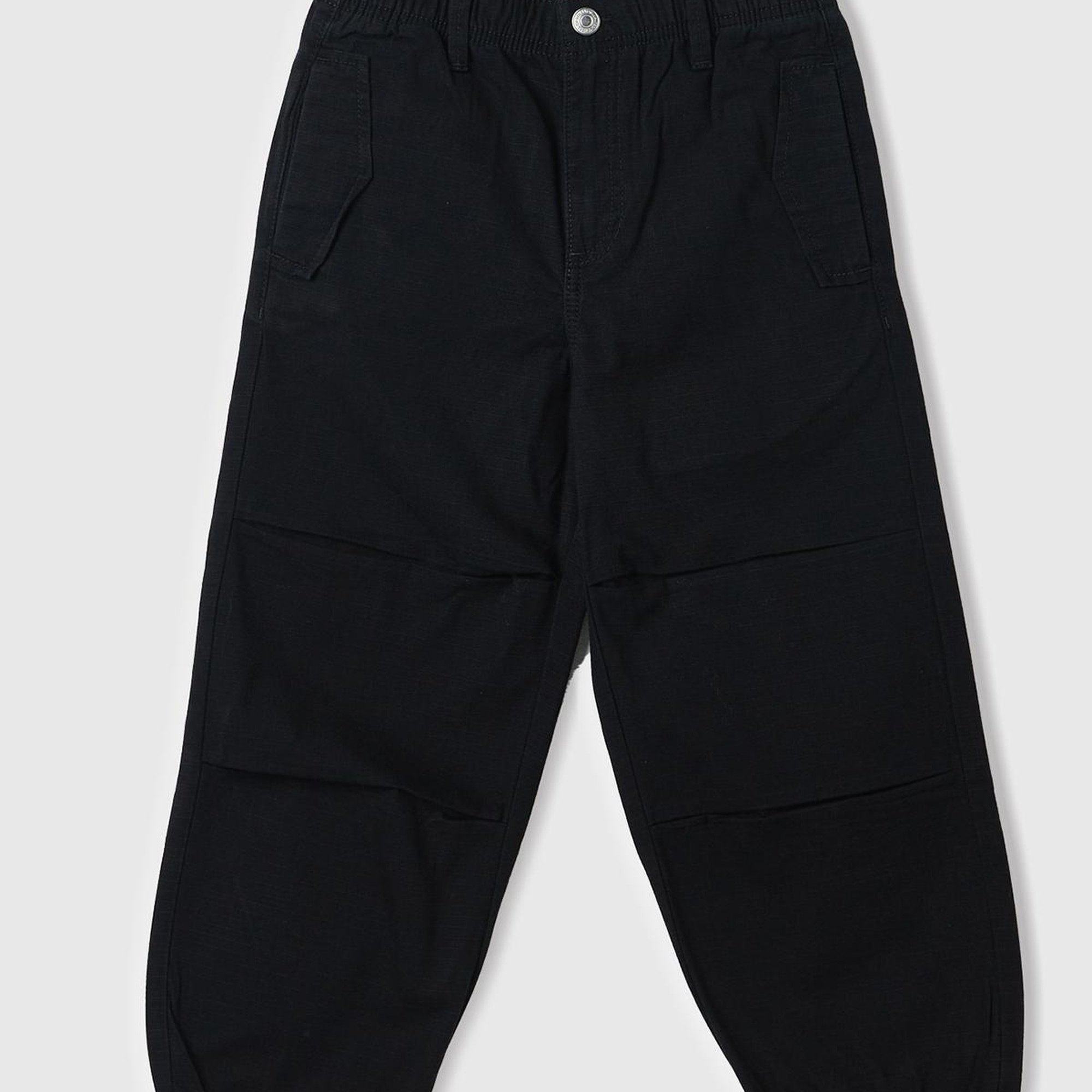 Erkek Çocuk Siyah Gadget Detaylı Paça Beli Büzgülü Pantolon