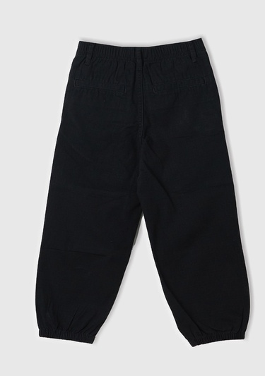  Erkek Çocuk Siyah Gadget Detaylı Paça Beli Büzgülü Pantolon