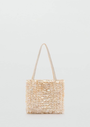  Mango Kadın İnci El Çantası Fildişi Rengi