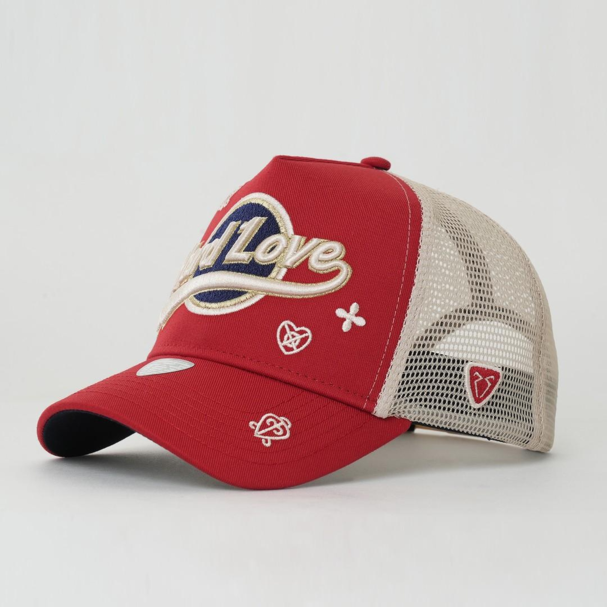 RustandRich Kadın Erkek Kırmızı Trucker Şapka-Hard Collection-Hard Love