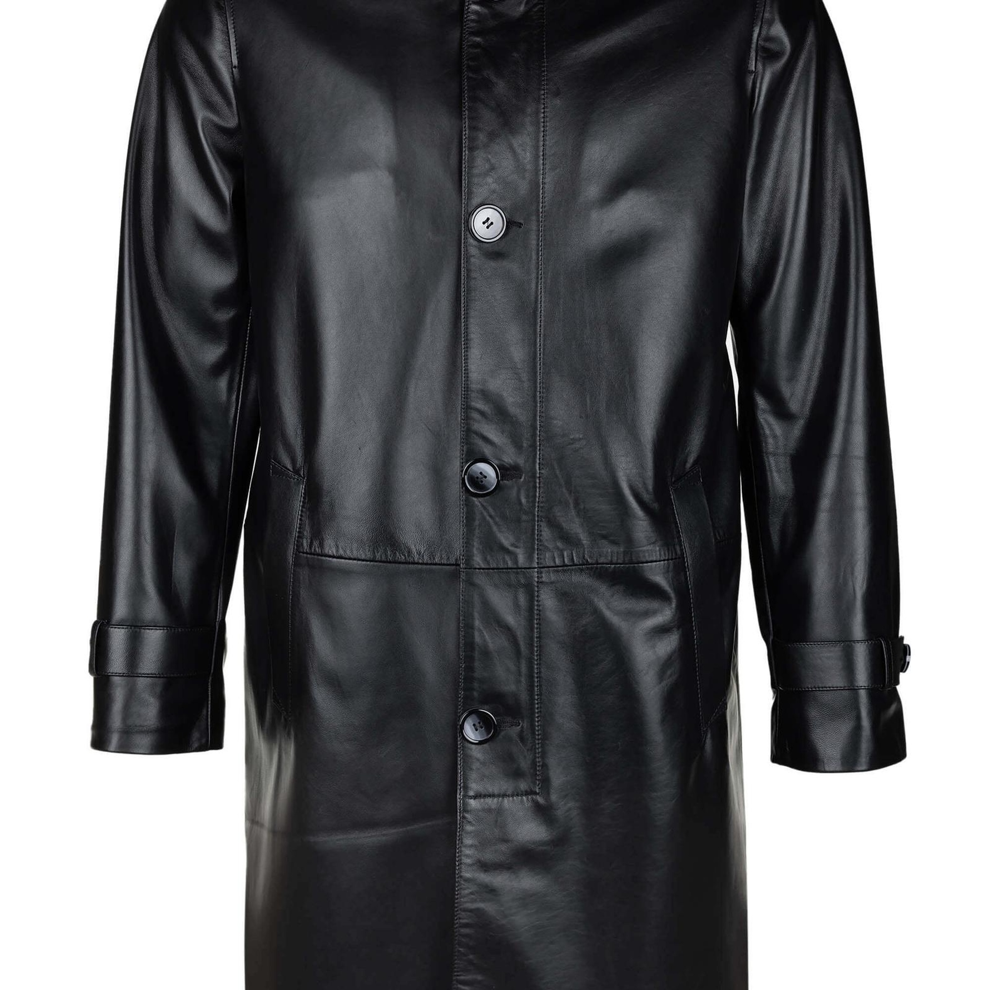 Tamer Tanca Erkek Hakiki Deri Siyah Deri Mont