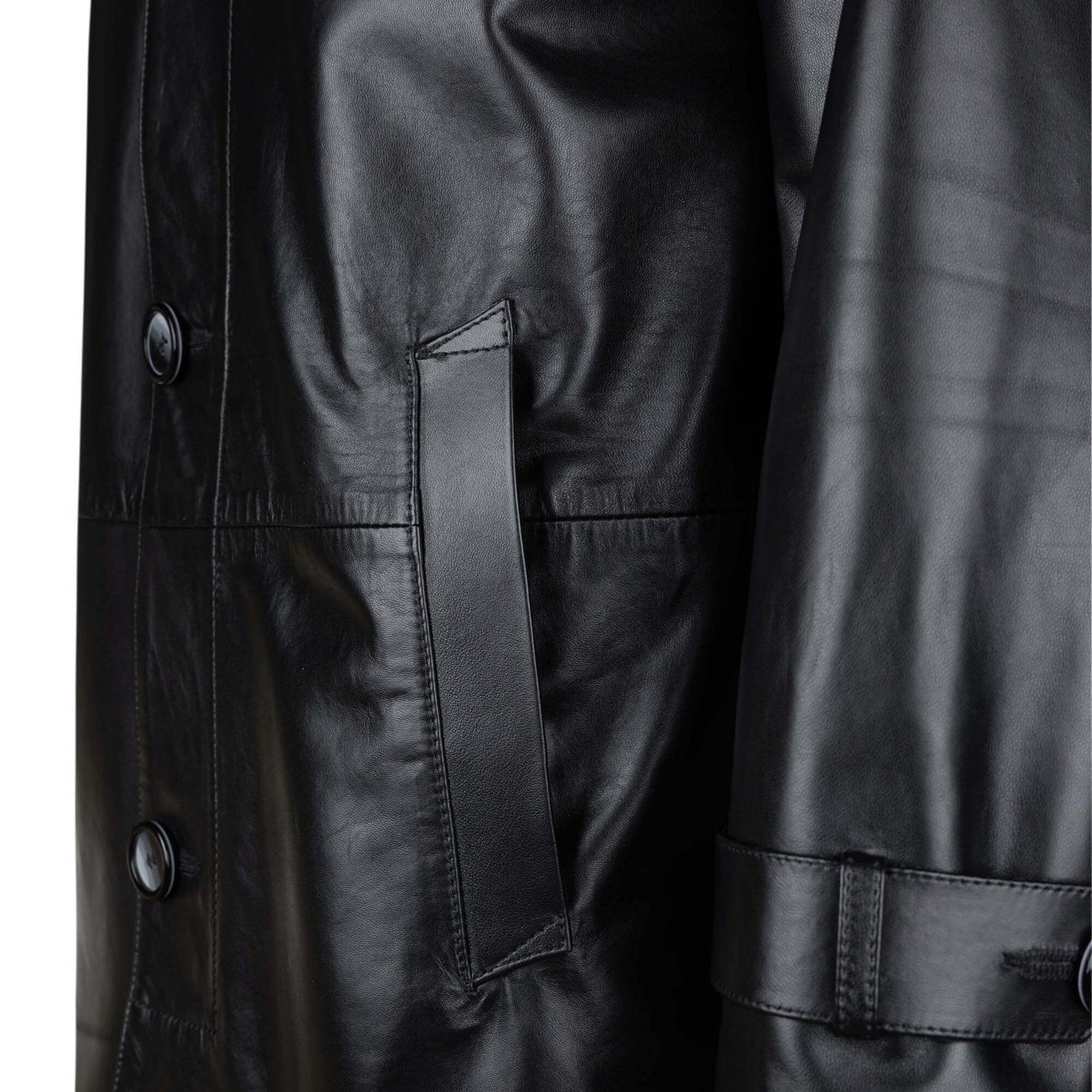 Tamer Tanca Erkek Hakiki Deri Siyah Deri Mont