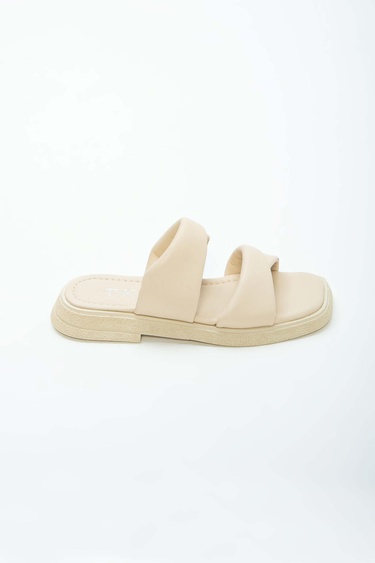  Tamer Tanca Kadın Hakiki Deri Bej Düz Terlik