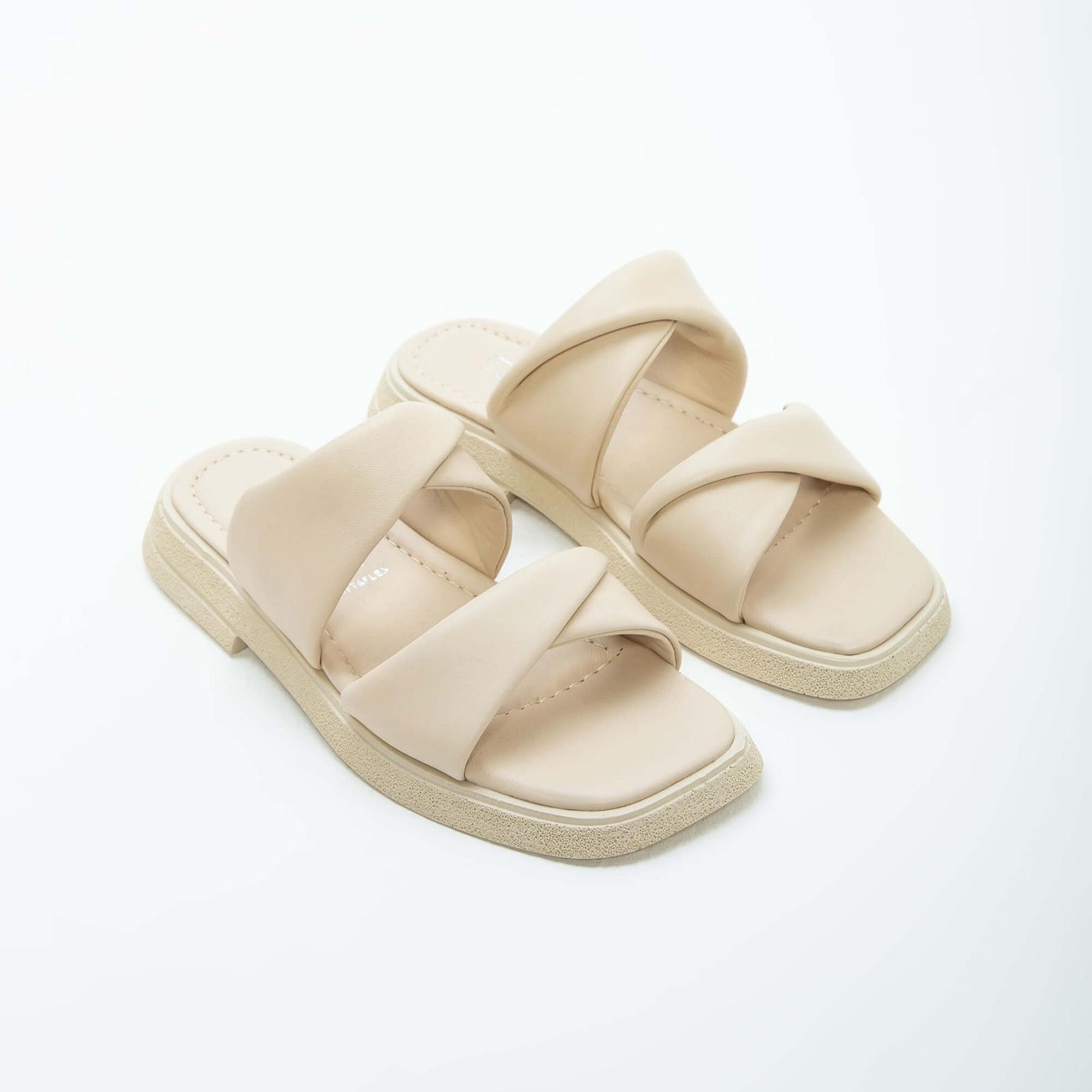 Tamer Tanca Kadın Hakiki Deri Bej Düz Terlik