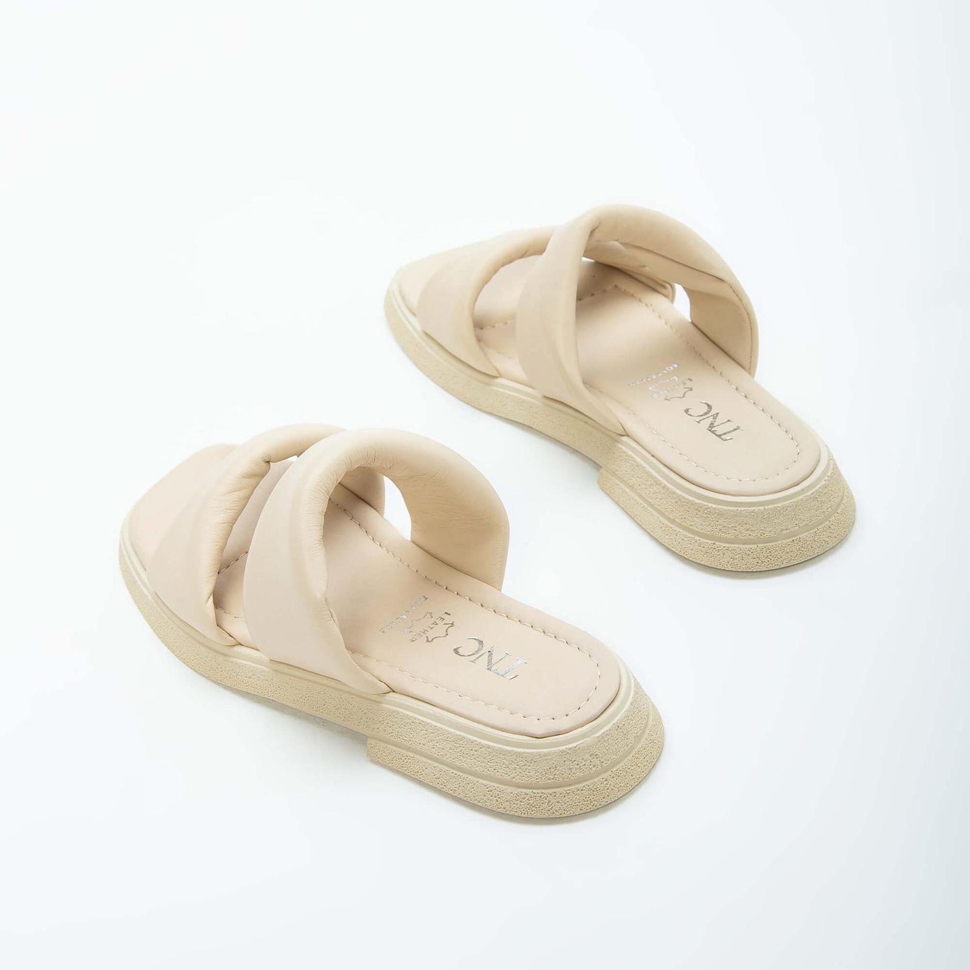 Tamer Tanca Kadın Hakiki Deri Bej Düz Terlik