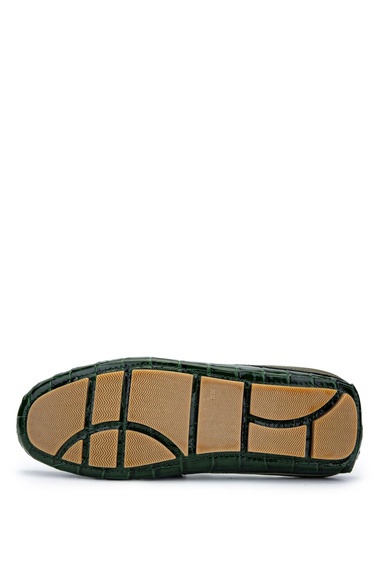  Tamer Tanca Erkek Hakiki Deri Yeşil Kroko Terlik