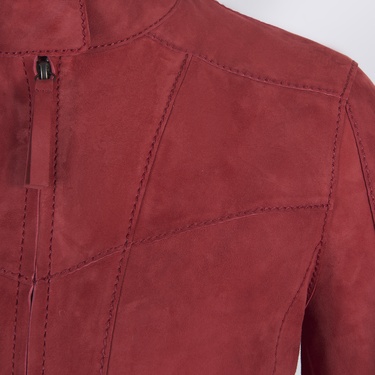  Chantoya Kırmızı Kadın Süet Ceket