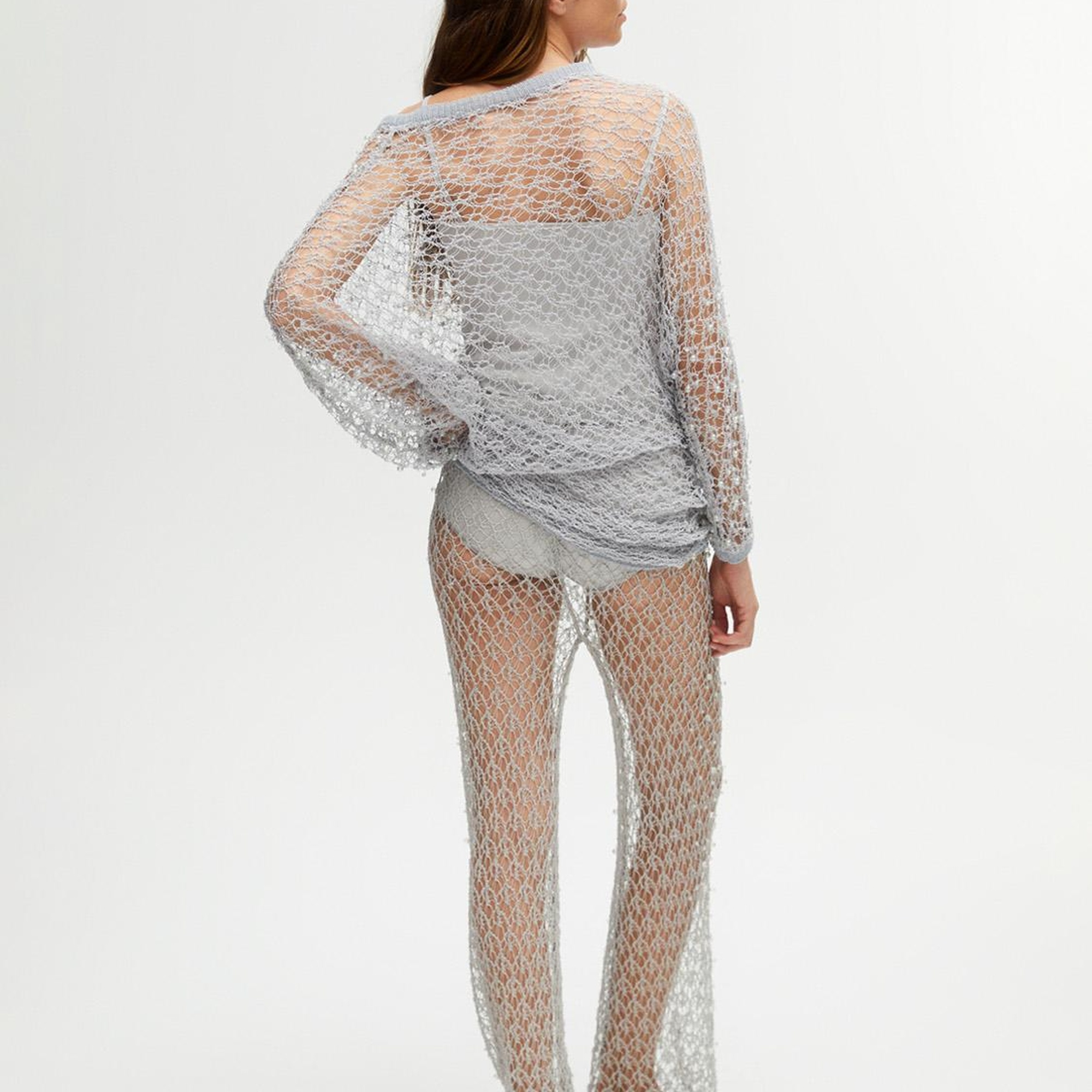 Parıltı İplikli File Pantolon