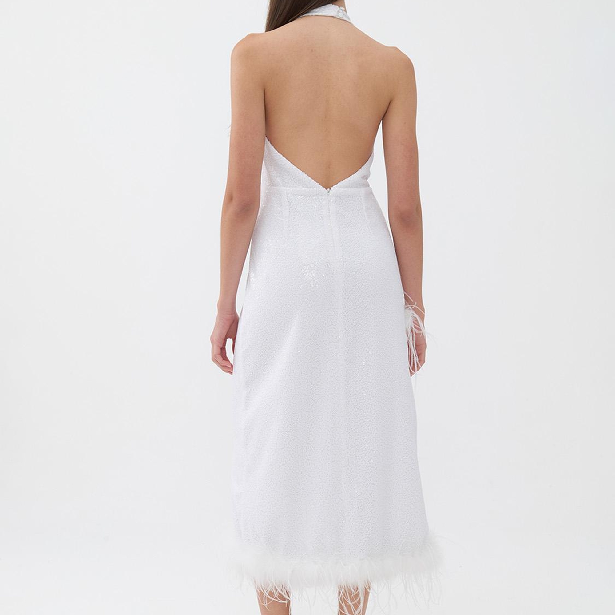 Payetli Otriş Tüy Detaylı Elbise