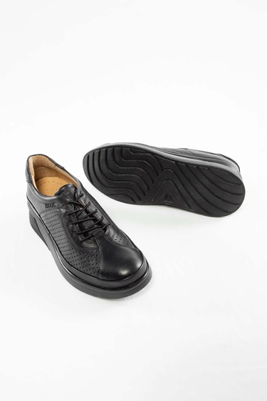  Tamer Tanca Kadın Hakiki Deri Siyah Deri Comfort Ayakkabı