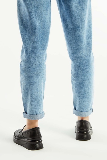  Tamer Tanca Kadın Hakiki Deri Siyah Deri Comfort Ayakkabı