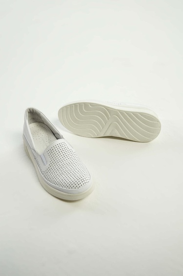  Tamer Tanca Kadın Hakiki Deri Beyaz Comfort Ayakkabı