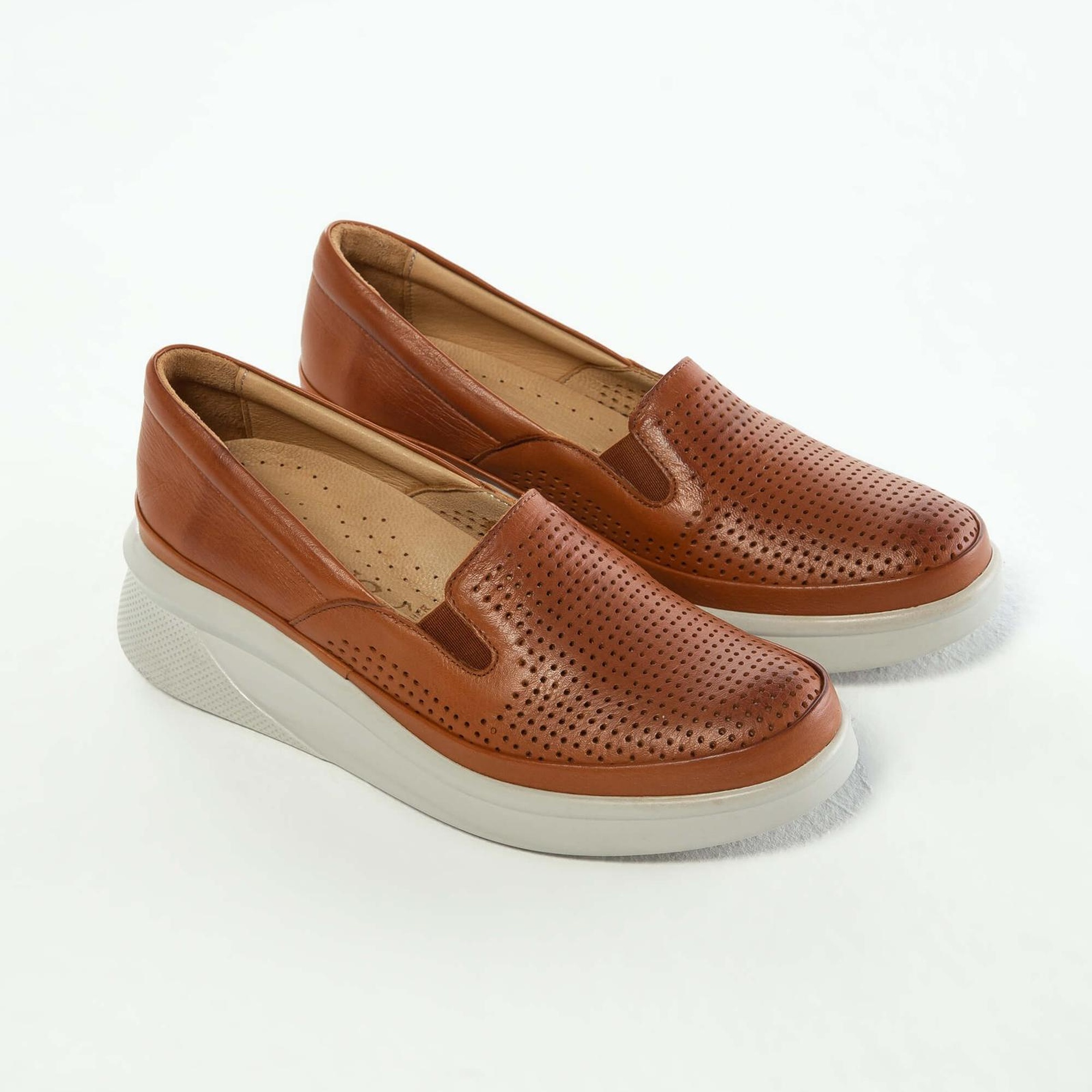 Tamer Tanca Kadın Hakiki Deri Taba Comfort Ayakkabı