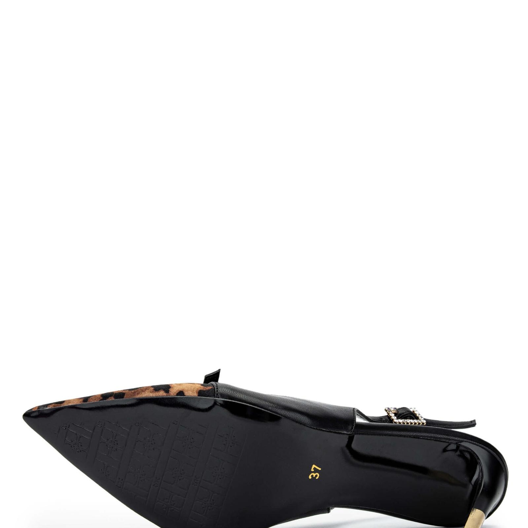 Tamer Tanca Kadın Vegan Siyah/Leopar Stiletto Ayakkabı