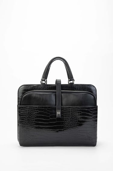  Tamer Tanca Unisex Vegan Siyah Kroko Evrak Çantası