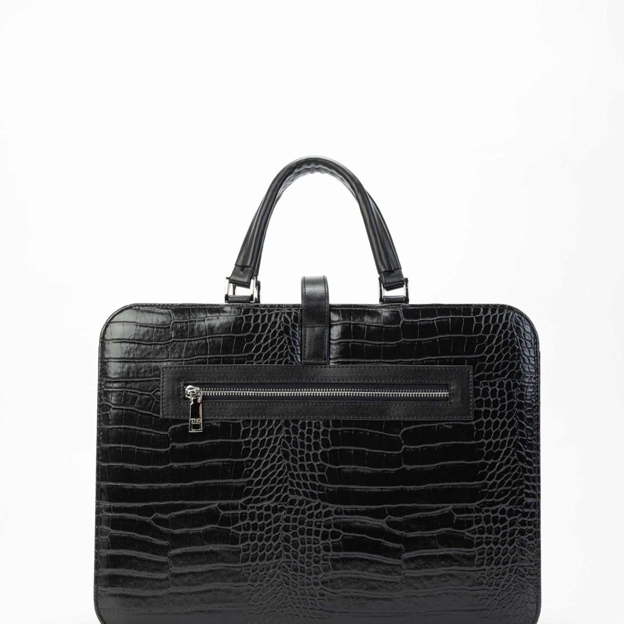 Tamer Tanca Unisex Vegan Siyah Kroko Evrak Çantası