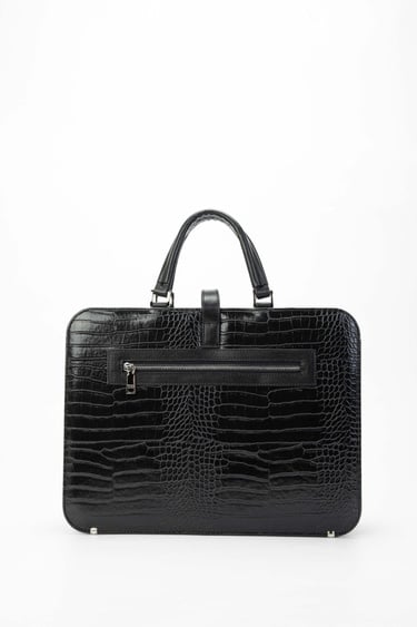  Tamer Tanca Unisex Vegan Siyah Kroko Evrak Çantası