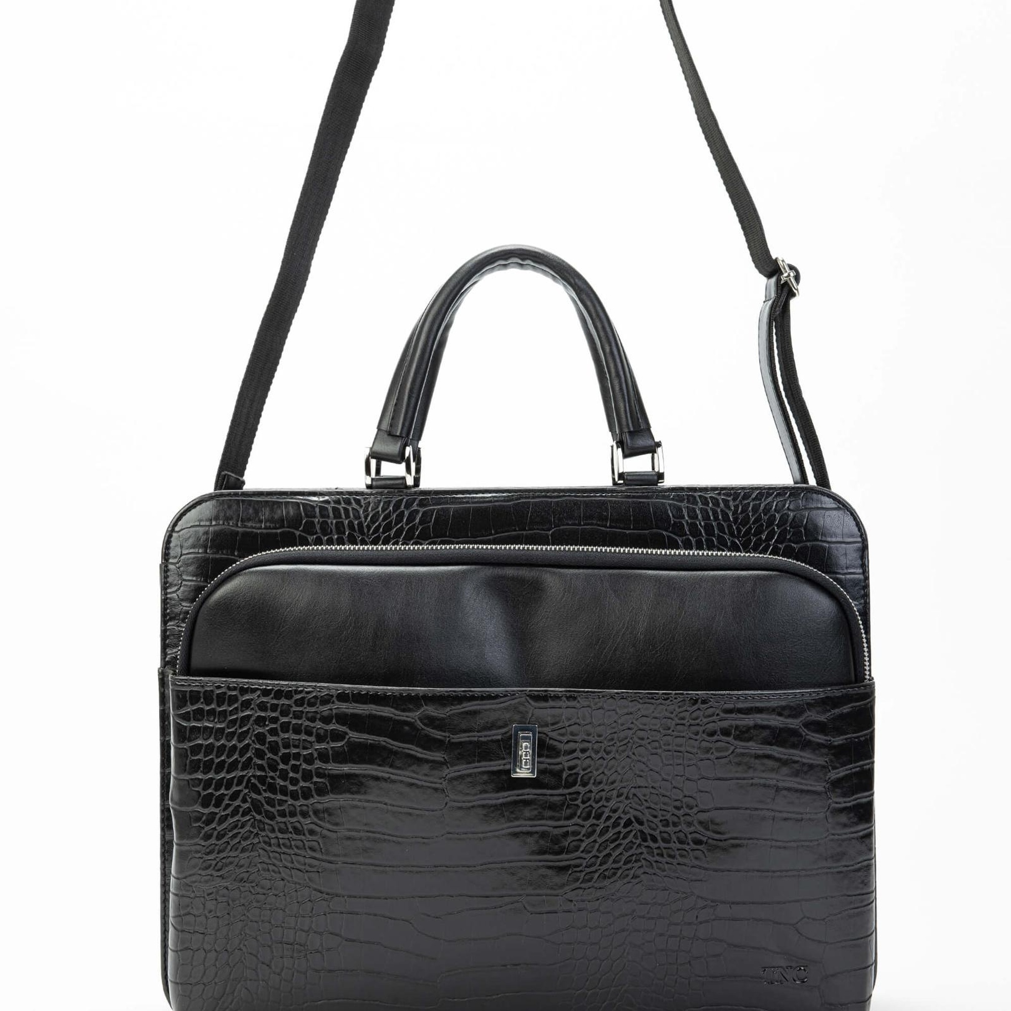 Tamer Tanca Unisex Vegan Siyah Kroko Evrak Çantası