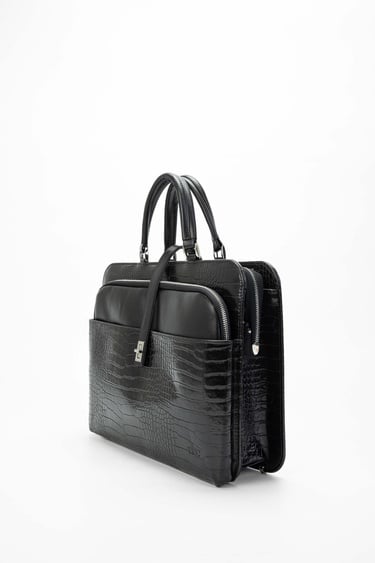  Tamer Tanca Unisex Vegan Siyah Kroko Evrak Çantası
