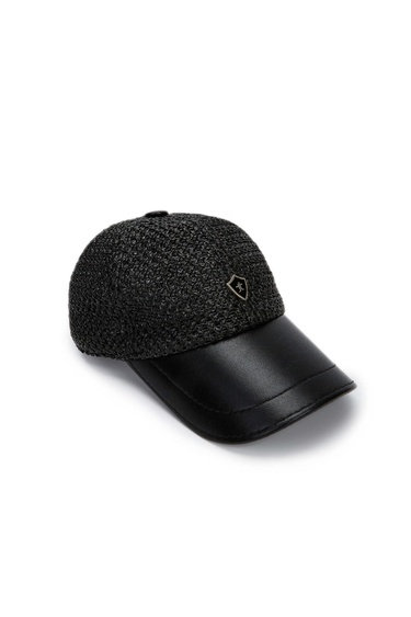  Tamer Tanca Erkek Deri Hasır Siyah Şapka