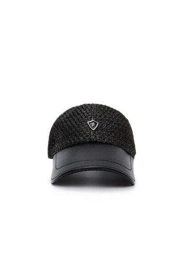  Tamer Tanca Erkek Deri Hasır Siyah Şapka