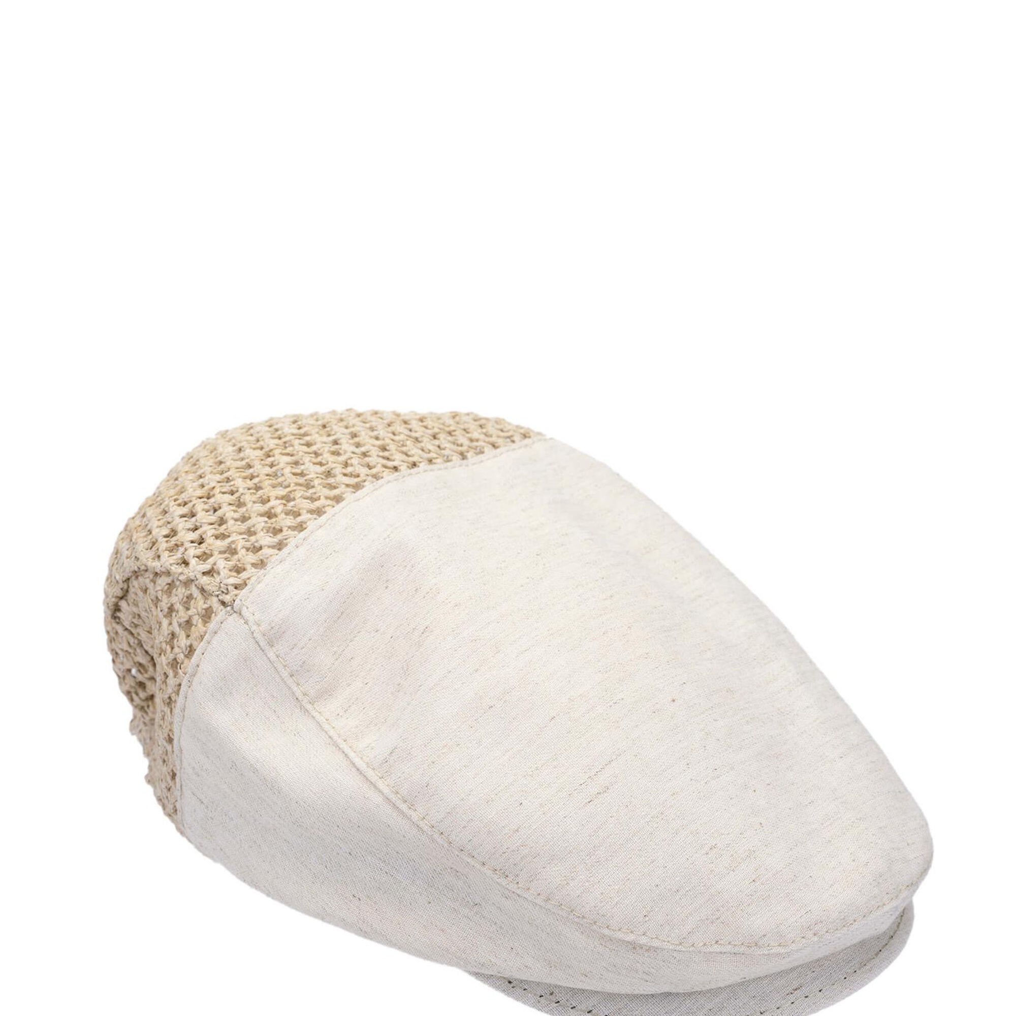 Tamer Tanca Erkek Deri/Keten/Hasır Bej Şapka