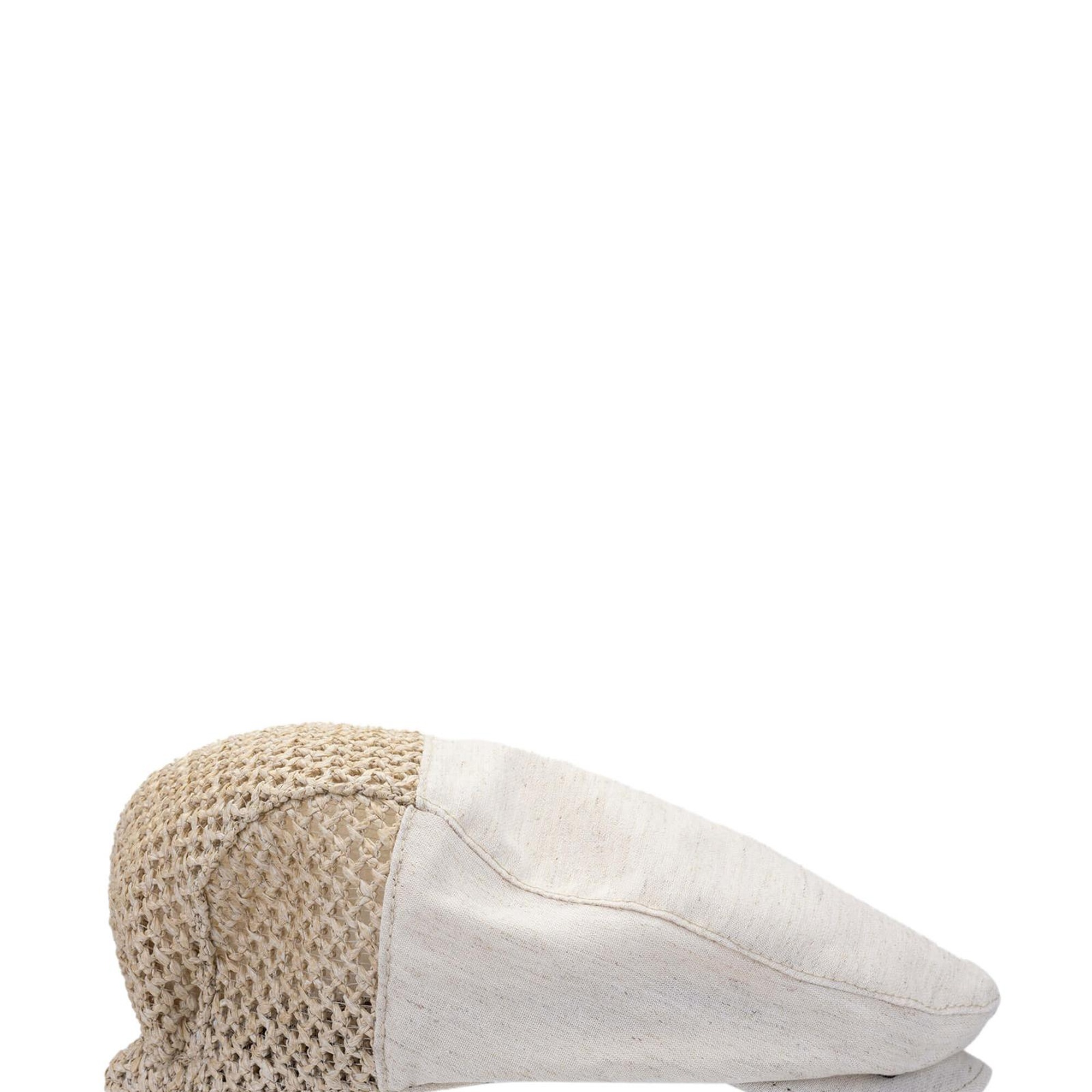 Tamer Tanca Erkek Deri/Keten/Hasır Bej Şapka