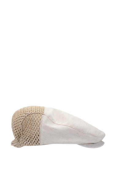  Tamer Tanca Erkek Deri/Keten/Hasır Bej Şapka