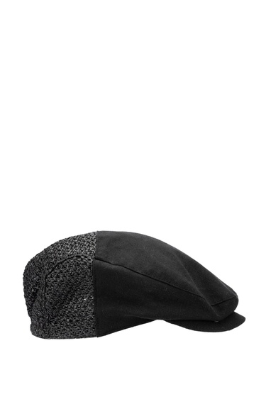  Tamer Tanca Erkek Deri/Keten/Hasır Siyah Şapka