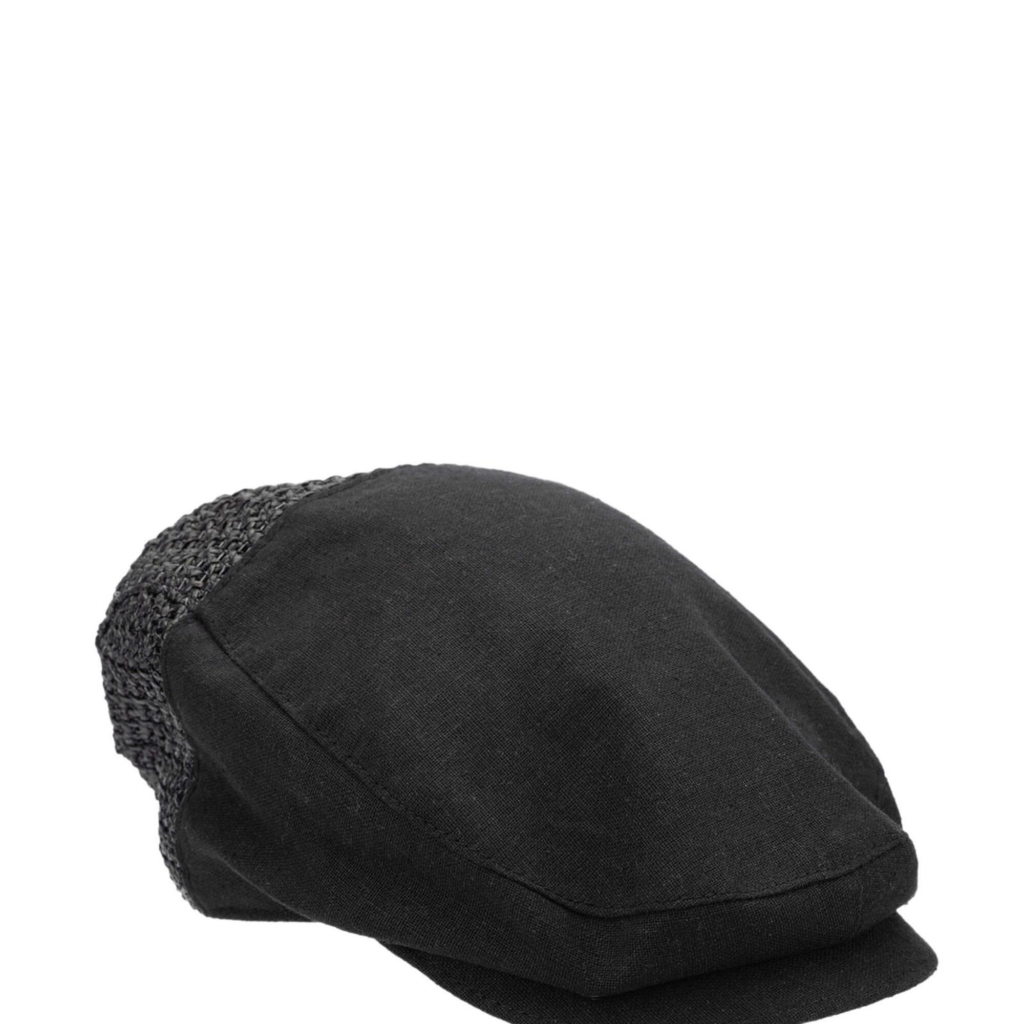 Tamer Tanca Erkek Deri/Keten/Hasır Siyah Şapka